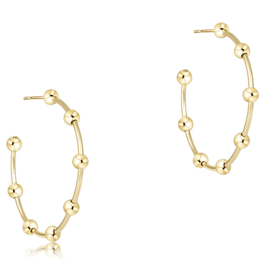 Beaded Simplicity 1” Post Hoop Gold 4mm