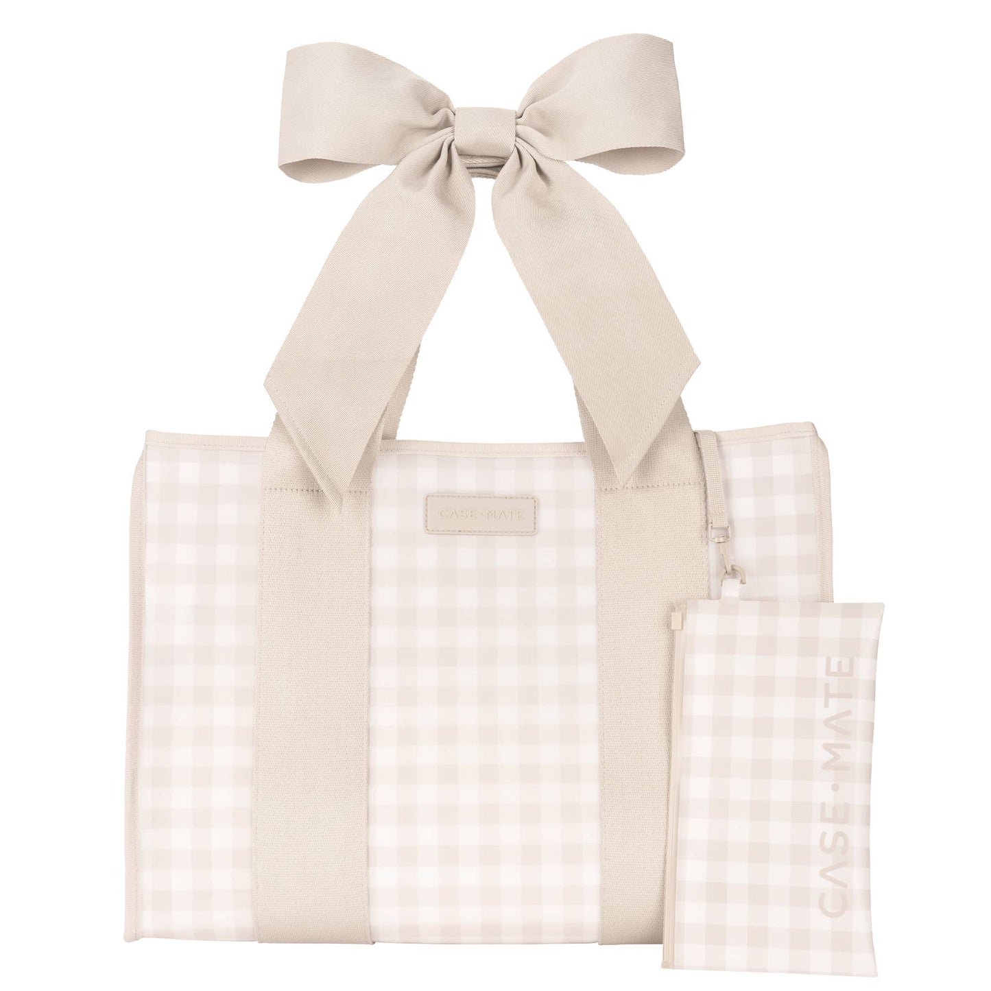 Latte Gingham Bow Jelly Tote Bag
