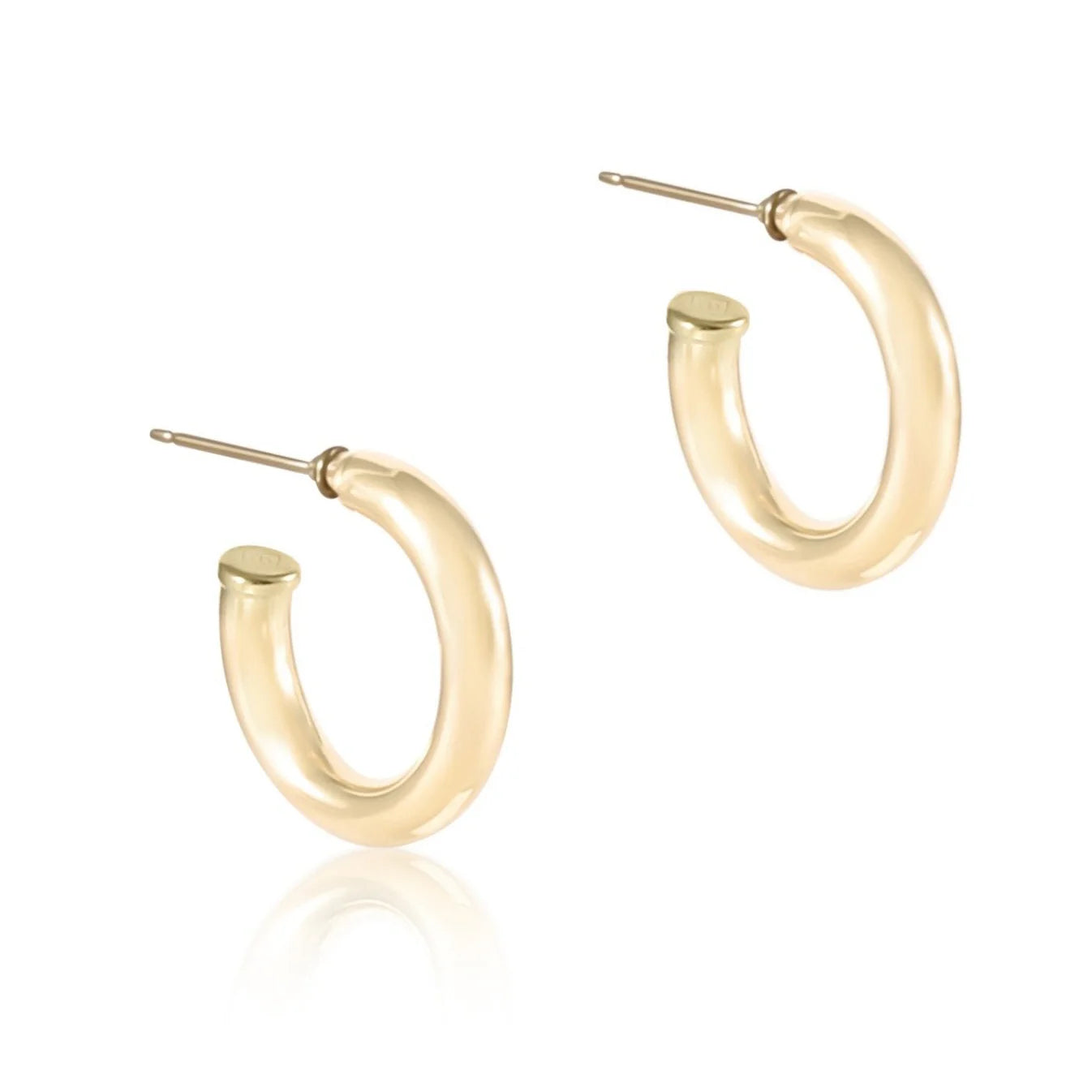 Round Gold 1” Post Hoop 4mm Smooth