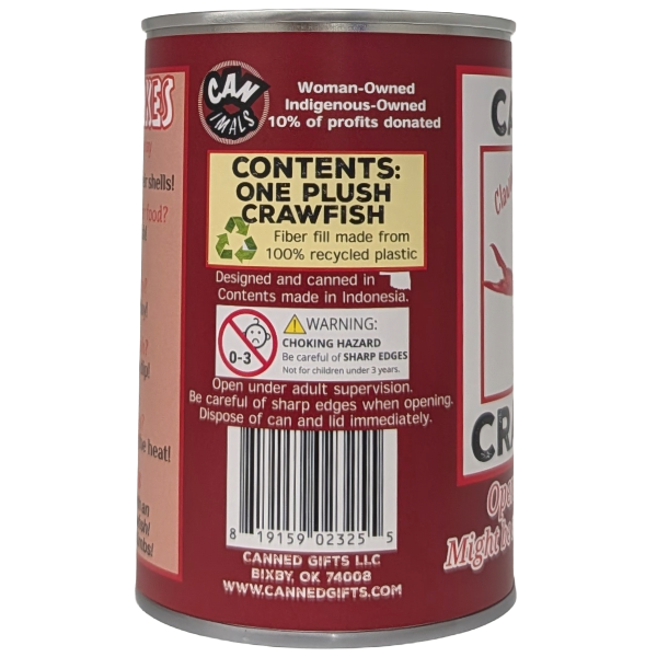 Clawdia the Canned Crawfish Stuffed Animal